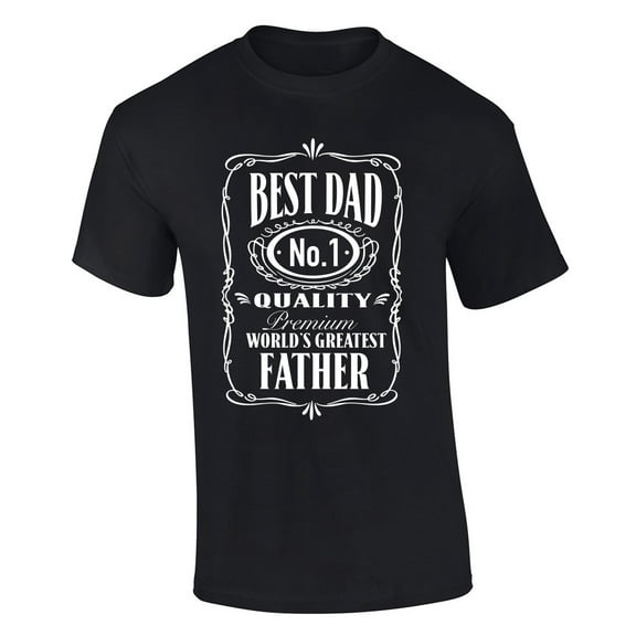 Mens Best Dad Number 1 Quality Premium World's Greatest Father American Whiskey Logo Parody Short Sleeve T-shirt Graphic Tee-Black-xxxl