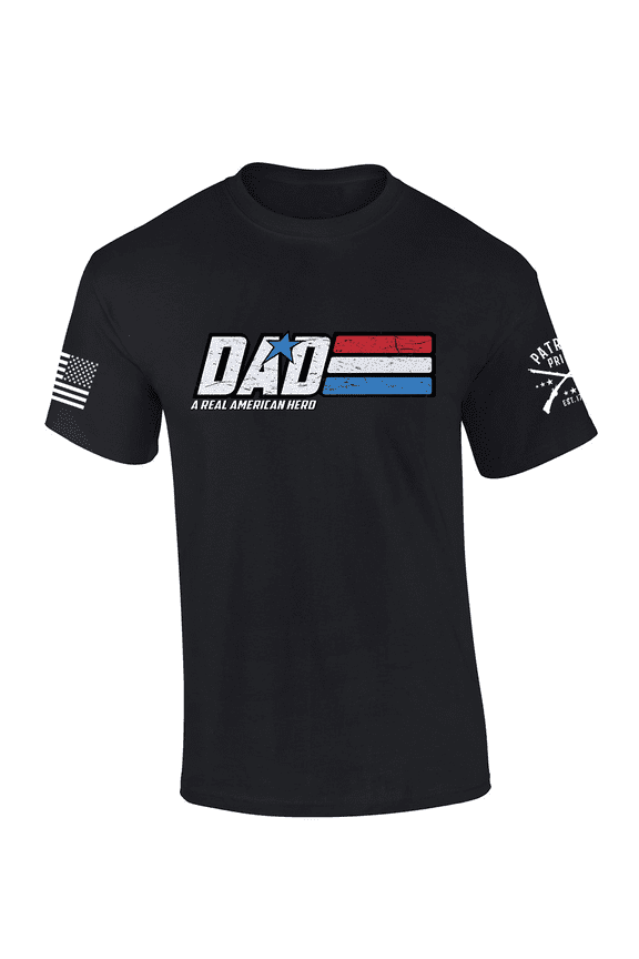 Mens Best Dad Patriot Pride American Hero USA Patriotic Stripes Short Sleeve T-shirt Graphic Tee-Black-5xl