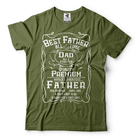 Mens Best Father T-shirt No 1 Dad Tee Shirt Funny Fathers Day Gifts Father Shirt Dad Shirts (Large Military Green)