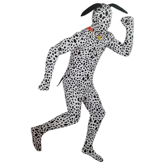 Mens Best In Show Full Body Stretch Jumpsuit Dalmatian Dog Costume Bodysuit L
