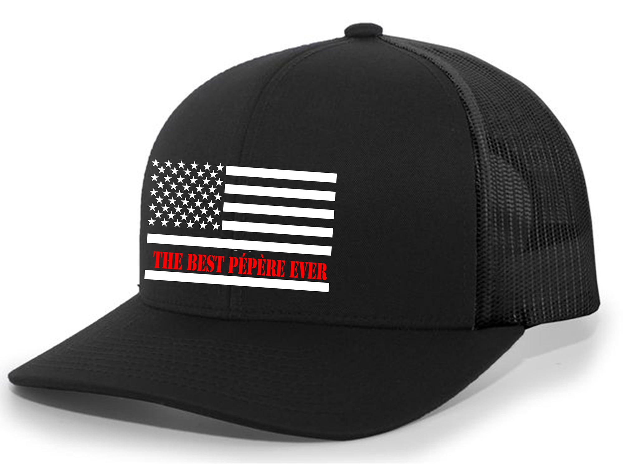 Mens Best Step Dad Ever Hat Embroidered American Flag Patriotic USA  Distressed Vertical Flag Mens Baseball Cap Mesh Snap Back Trucker Hat-Black-small