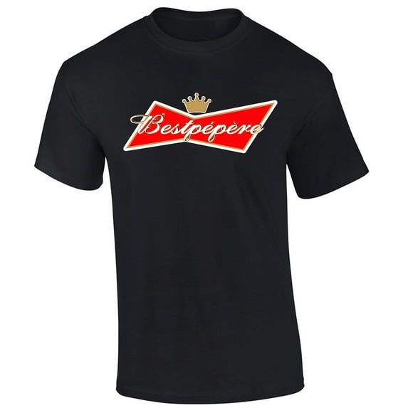 Mens Best P?p?re Ever Shirt Funny Red American Can Logo Parody Short Sleeve T-shirt Graphic Tee-Black-4xl