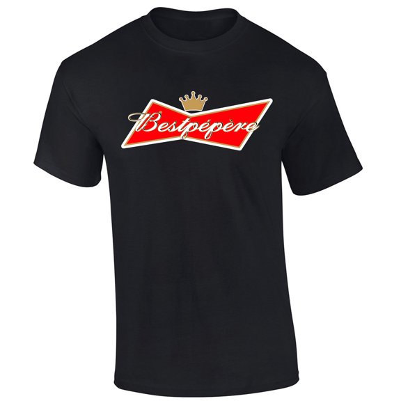 Mens Best P?p?re Ever Shirt Funny Red American Can Logo Parody Short Sleeve T-shirt Graphic Tee-Black-xl