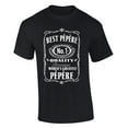 thumbnail image 1 of Mens Best P?p?re Number 1 Quality Premium World's Greatest Father American Whiskey Logo Parody Short Sleeve T-shirt Graphic Tee-Black-6xl, 1 of 4