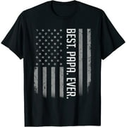 PRINI Mens Best Papa Ever US American Flag Shirt Gifts For Father's Day T-Shirt