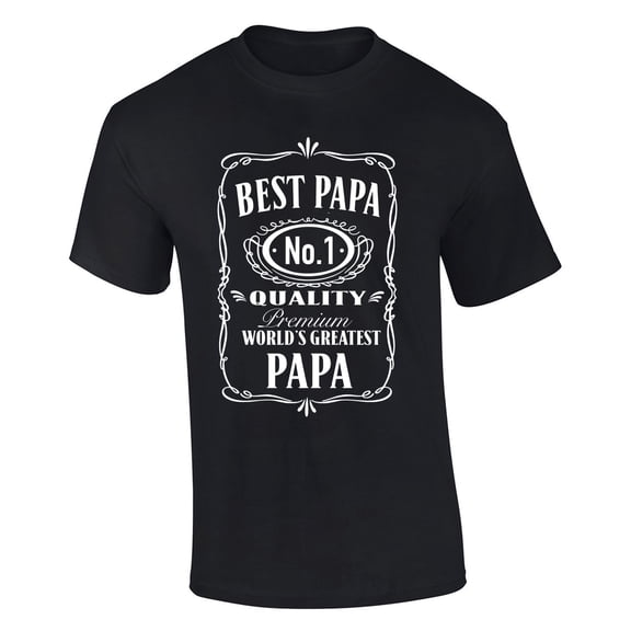 Mens Best Papa Number 1 Quality Premium World's Greatest Father American Whiskey Logo Parody Short Sleeve T-shirt Graphic Tee-Black-medium