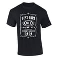 thumbnail image 1 of Mens Best Papa Number 1 Quality Premium World's Greatest Father American Whiskey Logo Parody Short Sleeve T-shirt Graphic Tee-Black-small, 1 of 4