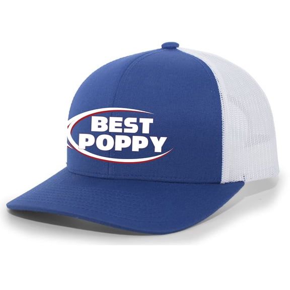 Mens Best Poppy Ever Hat Embroidered Funny Blue American Can Logo Parody Mens Baseball Cap Mesh Snap Back Trucker Hat-Royal Blue-small