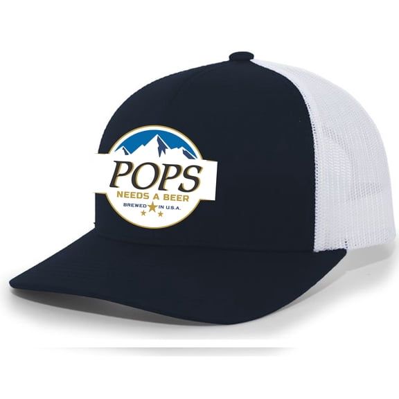 Mens Best Pops Ever Hat Embroidered Funny Red American Can Logo Parody Mens Baseball Cap Mesh Snap Back Trucker Hat-Black-small