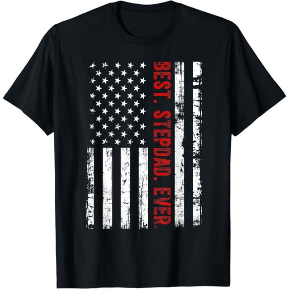 Mens Best Stepdad Ever American Flag 4th Of July Fathers Day T-Shirt