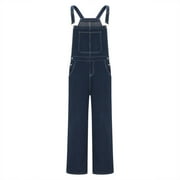Mens Bib Overalls Plus Size Jeans Denim Jumpsuit Relaxed Fit Coveralls with Adjustable Straps and Big Pockets