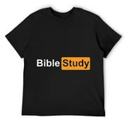Mens Bible Study Hub Logo Funny Sarcastic Adult Humor Short Sleeve T-Shirt Black