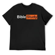 Mens Bible Study Hub Logo Funny Sarcastic Adult Humour T-Shirt Black Small
