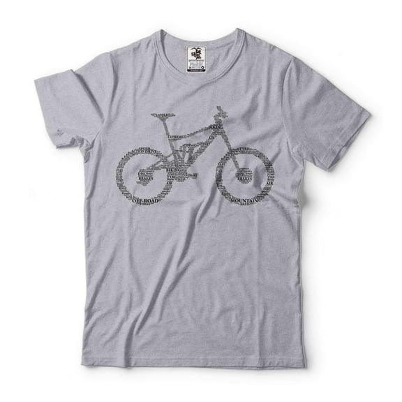 Mens Bicycle T-shirt Bicycle Part Names Shirt BMX Bike Shirt Bike Owner Shirt Gift For Adults (Medium Grey)