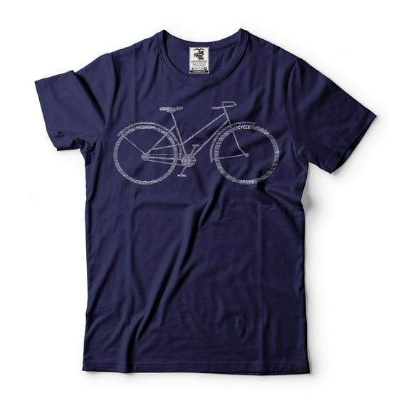 Mens Bicycle T-shirt Bicycle Part Names Shirt BMX Bike Shirt Bike Owner Shirt Gift For Adults (Small Navy Blue)