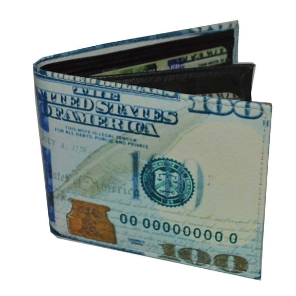 Mens Bifold Exotic Wallet picture 100 dollar bill with printed gift box.