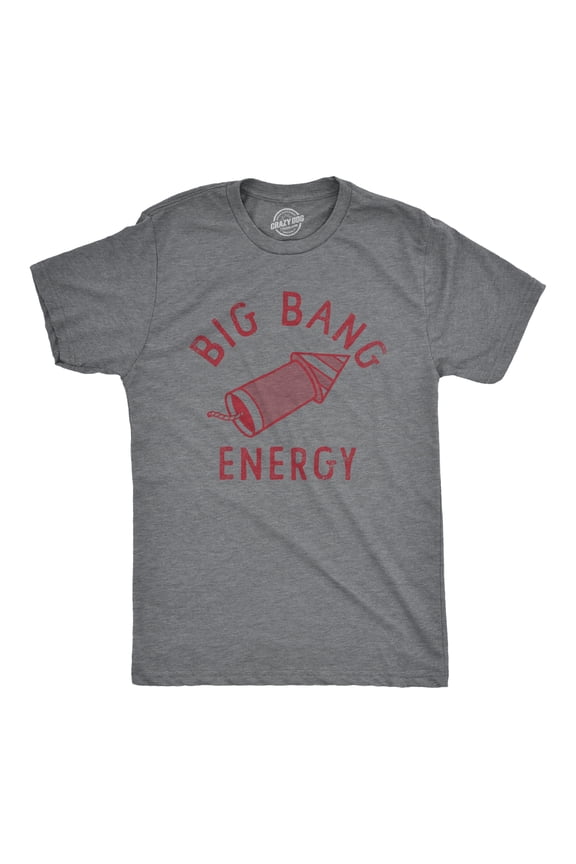 Mens Big Bang Energry T Shirt Funny Fourth Of July Fireworks Exploding Rocket Tee for Guys Graphic Tees