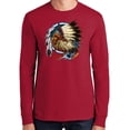thumbnail image 1 of Mens Big Chief Dream-Catcher Long Sleeve Tee Shirt, Large Red, 1 of 5