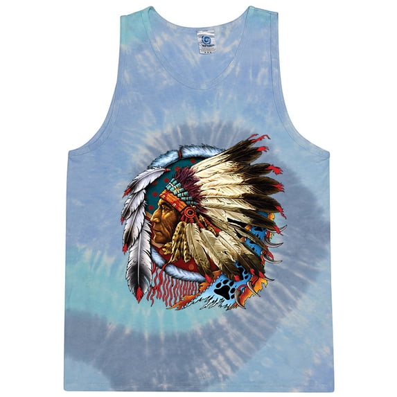 Mens Big Chief Dreamcatcher Tie Dye Tanktop, Large Lagoon Blue