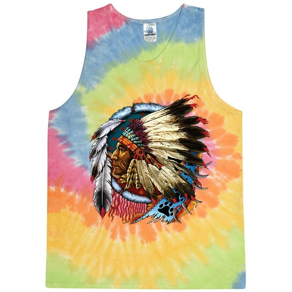 Mens Big Chief Dreamcatcher Tie Dye Tanktop, Small Eternity
