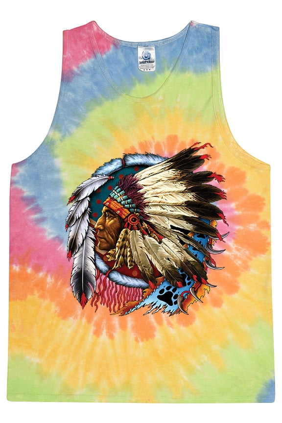 Mens Big Chief Dreamcatcher Tie Dye Tanktop, Small Eternity