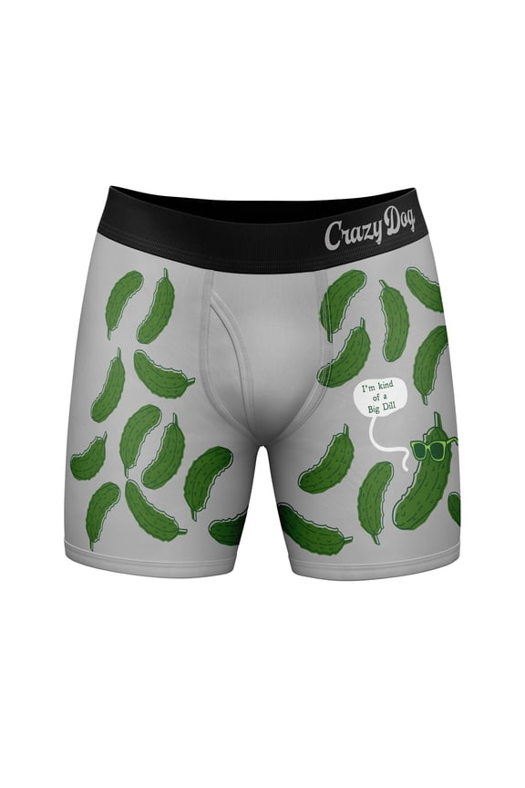 Mens Big Dill Boxer Briefs Funny Saying Pickle Quote Graphic Novelty Joke Underwear for Guys