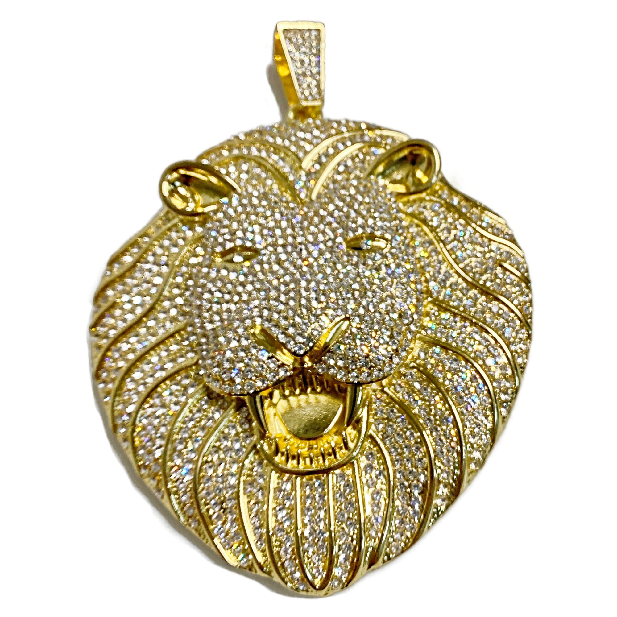 Mens Big Huge Lion Head Jumbo Size Hip Hop Pendant Iced 14K Gold