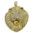 thumbnail image 1 of Mens Big Huge Lion Head Jumbo Size Hip Hop Pendant Iced 14K Gold Finish Flooded Out Charm, 1 of 5
