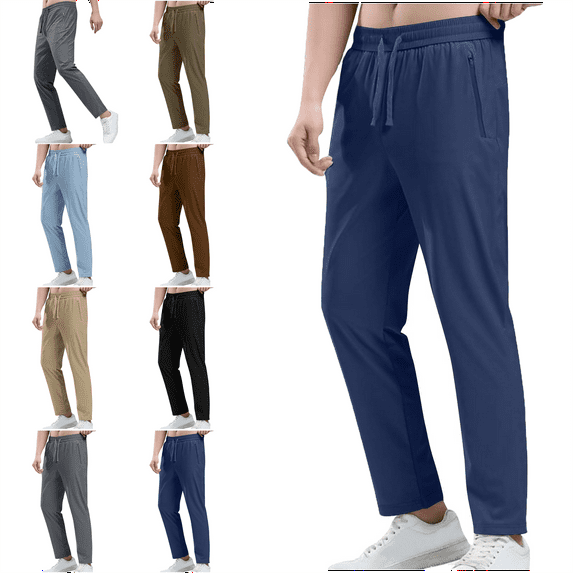 Mens and Big Men's Mens Pants Lightweight Hiking Running Pants Outdoor Sports Breathable Zipper Pockets Athletic Work Pants Full Length Pants Men's Trousers