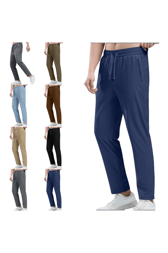 Mens and Big Men's Mens Pants Lightweight Hiking Running Pants Outdoor Sports Breathable Zipper Pockets Athletic Work Pants Full Length Pants Men's Trousers