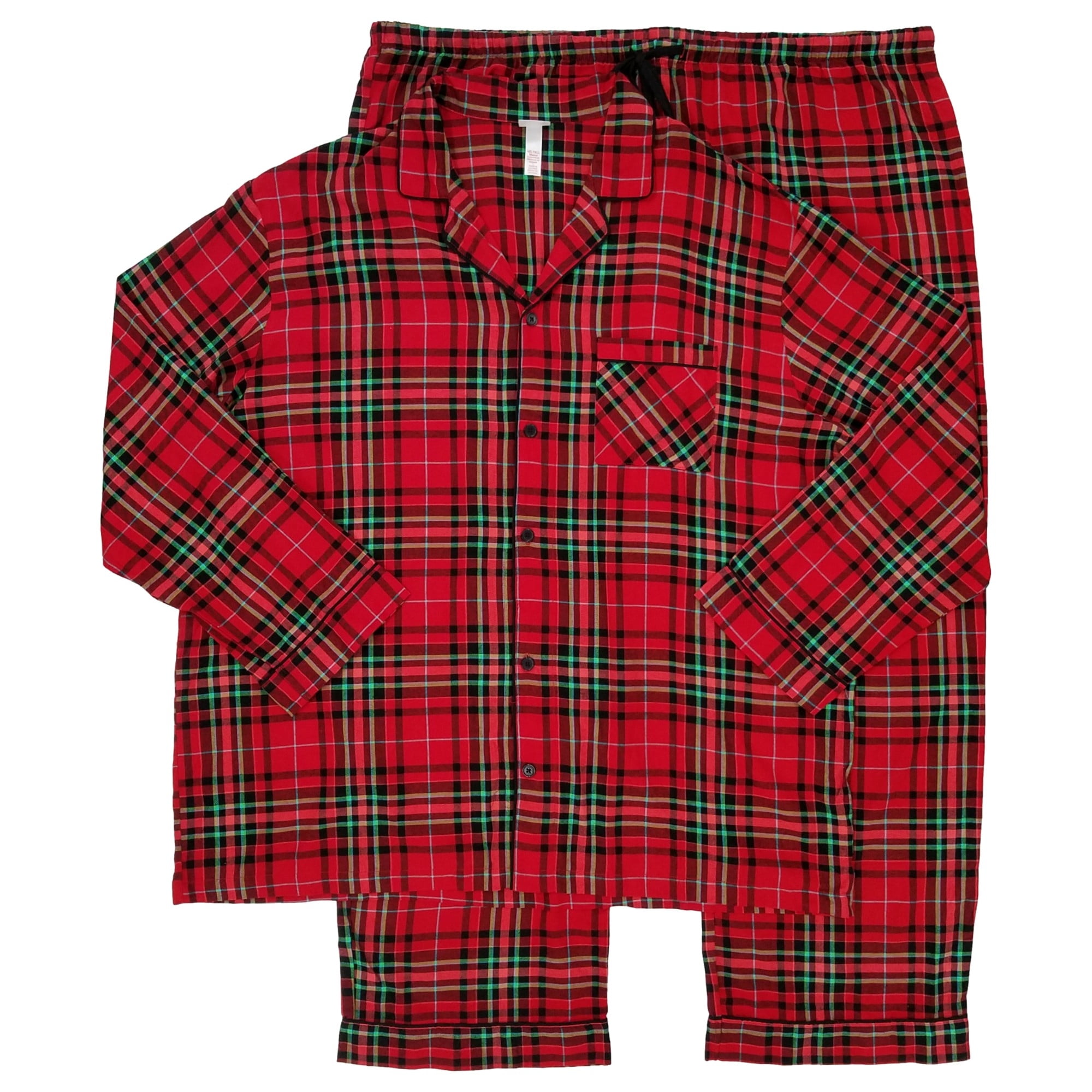 Mens Big Tall 2 Piece Red Plaid Tartan Sleepwear Pajama Set Sleep Set 4XLT