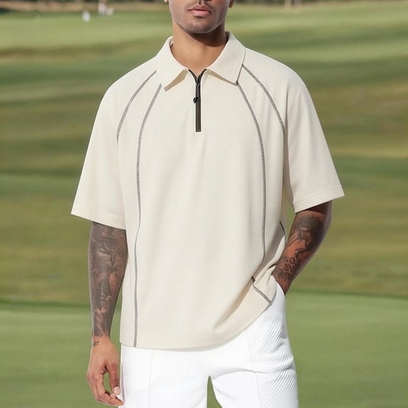 Mens Big & Tall Athletic Golf Shirts M-5X Plus Size Short Sleeve T-Shirts for Men with Zipper Collared Casual Workout Tees Tops
