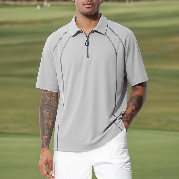 Mens Big & Tall Athletic Golf Shirts M-5X Plus Size Short Sleeve T-Shirts for Men with Zipper Collared Casual Workout Tees Tops