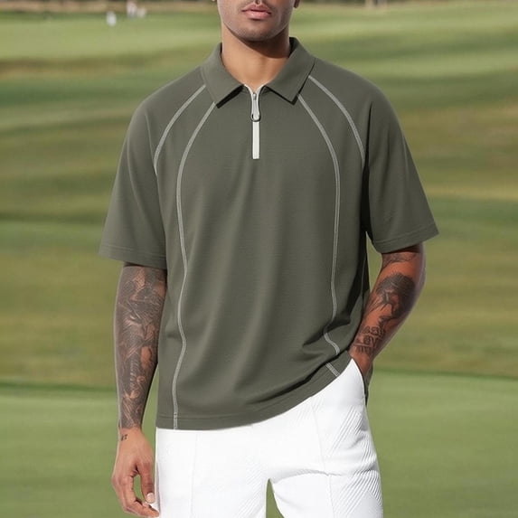 Mens Big & Tall Athletic Golf Shirts M-5X Plus Size Short Sleeve T-Shirts for Men with Zipper Collared Casual Workout Tees Tops