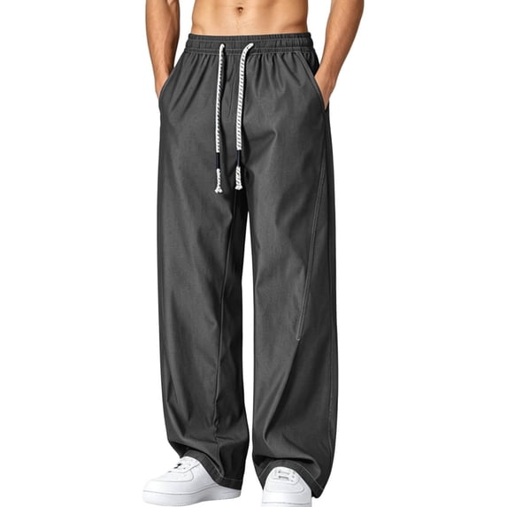 Mens Big & Tall Baggy Jeans Cooling Quick Dry Stretch Casual Soft Loose Fit Jeans Outdoor Streetwear Faux Denim Pants Wide Leg Size M-4XL Black