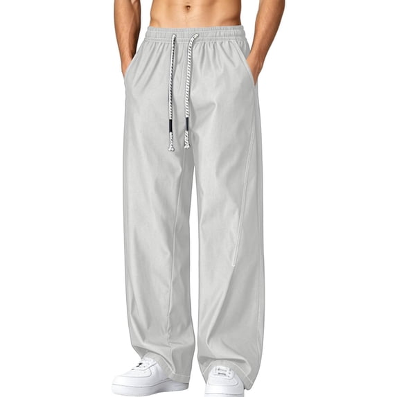 Mens Big & Tall Baggy Jeans Cooling Quick Dry Stretch Casual Soft Loose Fit Jeans Outdoor Streetwear Faux Denim Pants Wide Leg Size M-4XL Gray