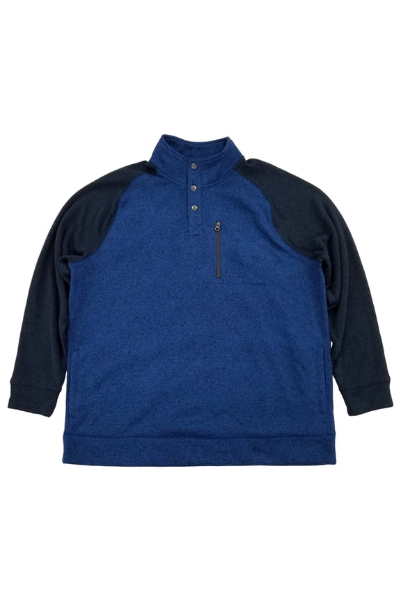 Mens Big & Tall Blue & Navy 1/4 Snap Mockneck Fleece Sweatshirt Jacket 3XB