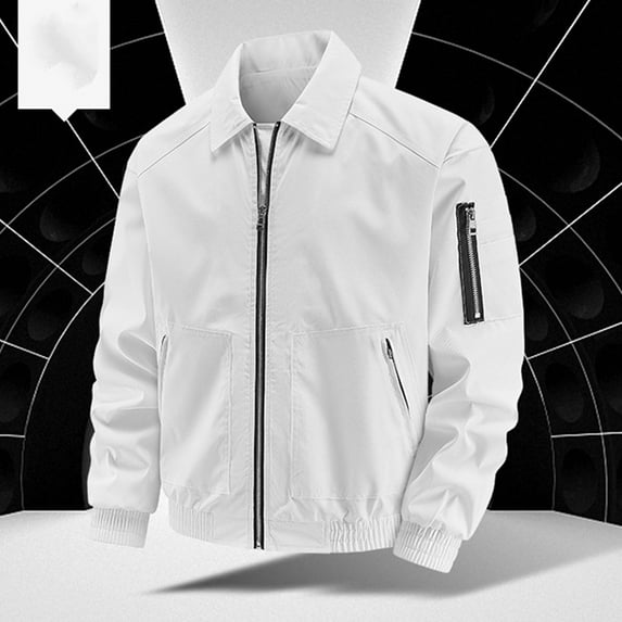 Mens Big & Tall Bomber Jackets Full Zipper M-5XL Plus Size Long Sleeve Collar Coats with Pockets Casual Solid Motorcycle Outerwear Jacket