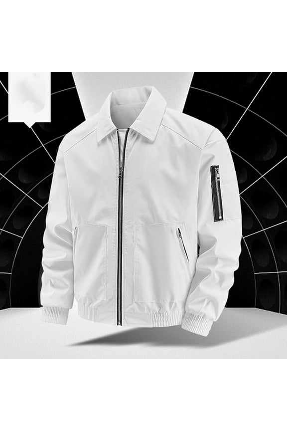 Mens Big & Tall Bomber Jackets Full Zipper M-5XL Plus Size Long Sleeve Collar Coats with Pockets Casual Solid Motorcycle Outerwear Jacket