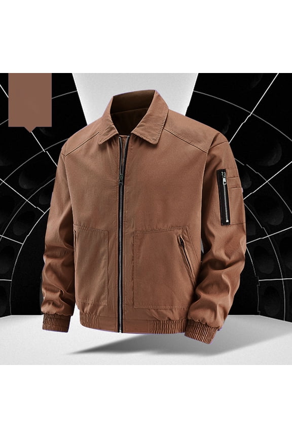 Mens Big & Tall Bomber Jackets Full Zipper M-5XL Plus Size Long Sleeve Collar Coats with Pockets Casual Solid Motorcycle Outerwear Jacket