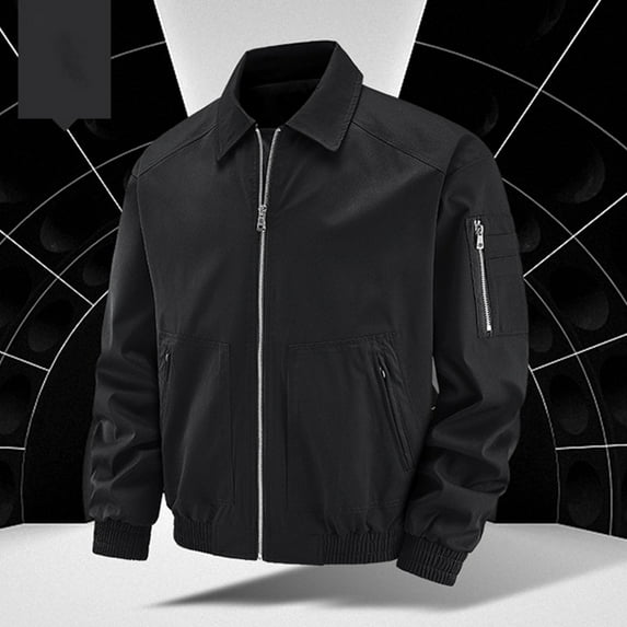 Mens Big & Tall Bomber Jackets Full Zipper M-5XL Plus Size Long Sleeve Collar Coats with Pockets Casual Solid Motorcycle Outerwear Jacket