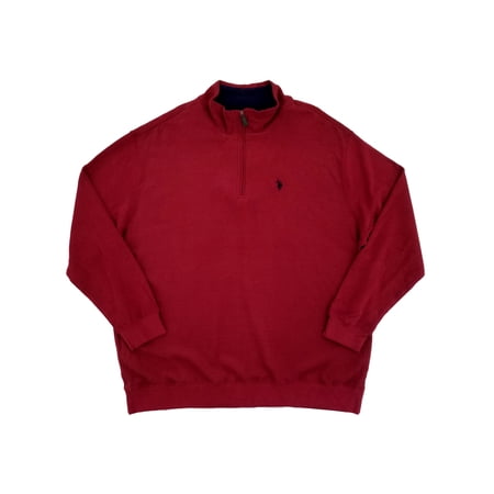 Mens Big & Tall Burgundy Knit Quarter Zip Pullover Sweatshirt Jacket 2XLB