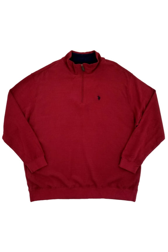 Mens Big & Tall Burgundy Knit Quarter Zip Pullover Sweatshirt Jacket 2XLB