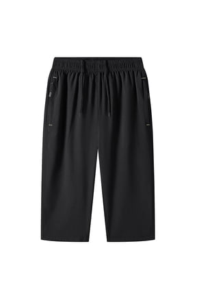 Mens Big & Tall Capris, 3/4 Length Pants for Men Summer Casual Solid Color Drawstring Elastic Wide Leg Sweatpants with Pockets M-8XL