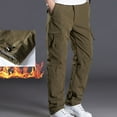 thumbnail image 1 of Mens Big & Tall Cargo Pants Fleece Lined Plus Size XL-5X Straight Leg Trousers with Multi-Pockets and Belt Elastic Waist Solid Windbreaker Work Pant, 1 of 8