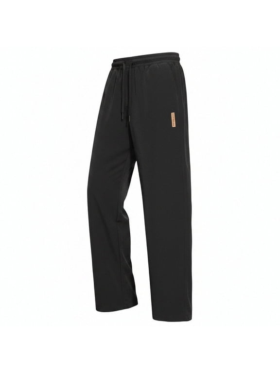 Mens Big & Tall Casual Golf Pants Drawstring Elastic Waist Baggy Sweatpants Flat Front Slacks Lightweight Loose Fit Summer Beach Trousers Size M-5XL Black