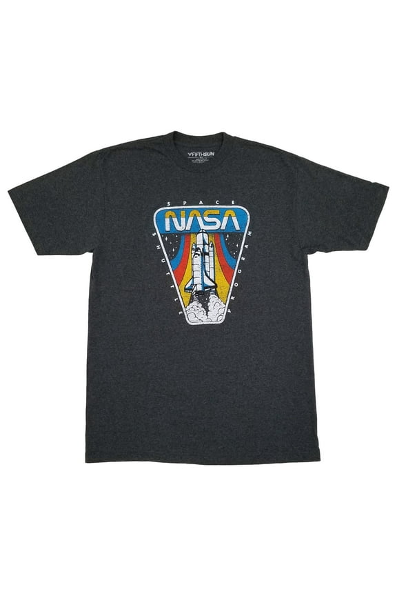 Mens Big & Tall Charcoal Heather Gray NASA Space Shuttle Program T-Shirt 3XL