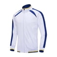 thumbnail image 1 of Mens Big & Tall Color Block Zip Up Track Jacket, Stand Collar Raglan Long Sleeve No Hood Workout Athletic Jacket Casual Outerwear for Fall Winter Sports Size 4XL White, 1 of 8