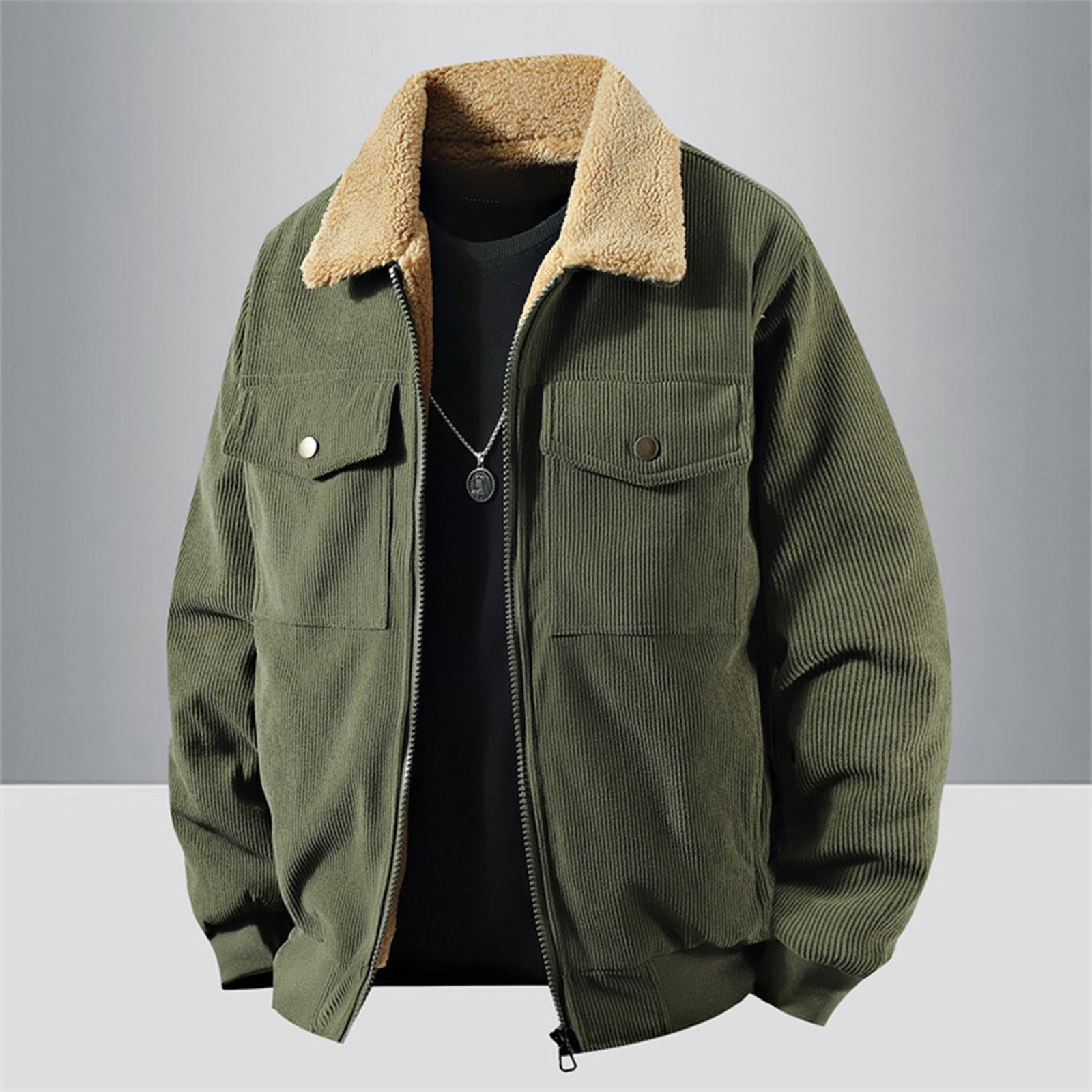 Men's Plus Size Zip Up Long Sleeve Jacket main image 0