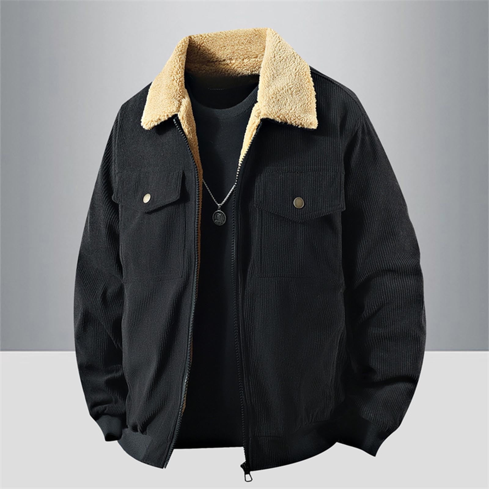 Xysaqa Men's Lightweight Zip-Up Bomber Jacket, Solid Long